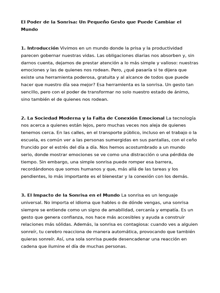 El Poder Transformador de la Sonrisa | PDF | Estrés (biología) | Felicidad