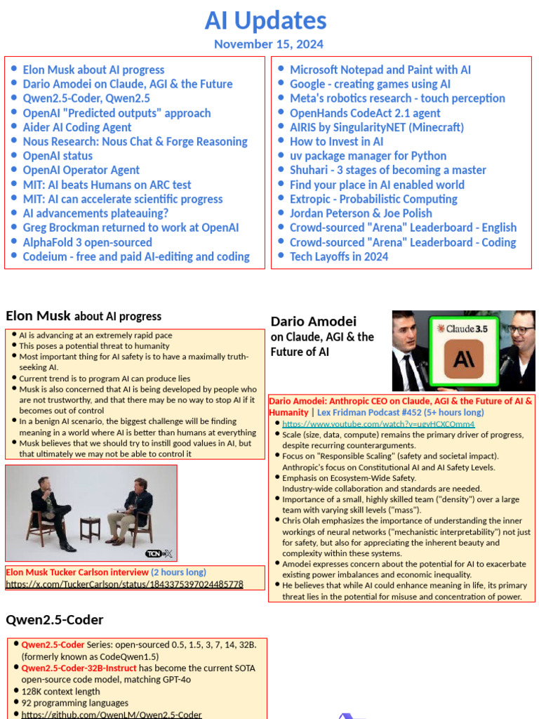 2024 11 15 AI Updates | PDF | Artificial Intelligence | Intelligence ...