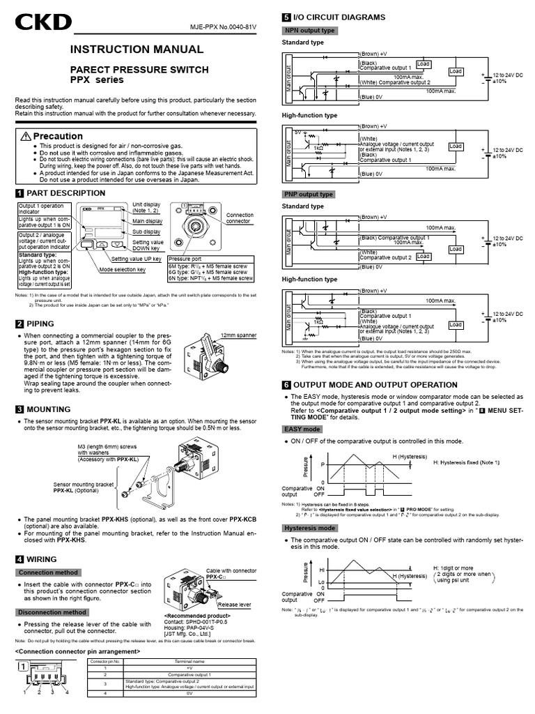 PPX Series Pressure Switch Manual | PDF | Electrical Connector ...
