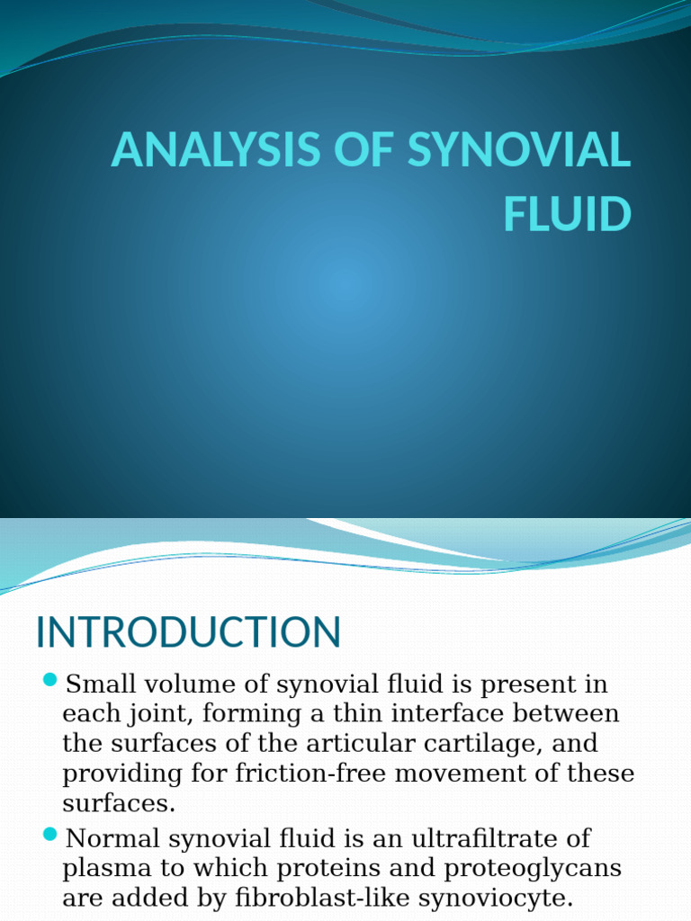 Analysis of Synovial Fluid | PDF | Medical Specialties