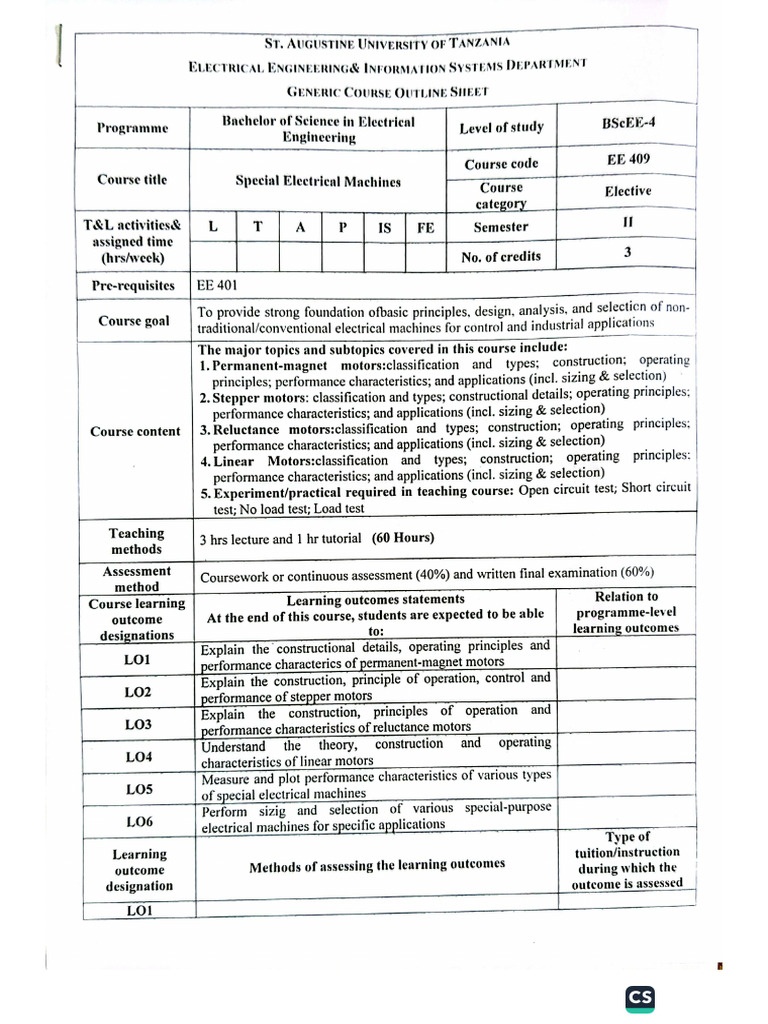 EE 409 Special Electrical Machines | PDF