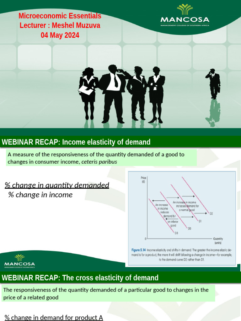 Webinar 6 Microeconomic Essentials 04 May 2024 | PDF | Elasticity ...