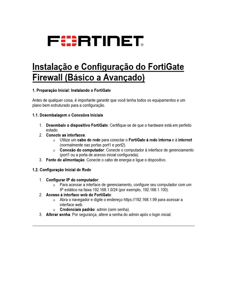 Guia Completo de Configuração do FortiGate | PDF | Rede Privada Virtual ...