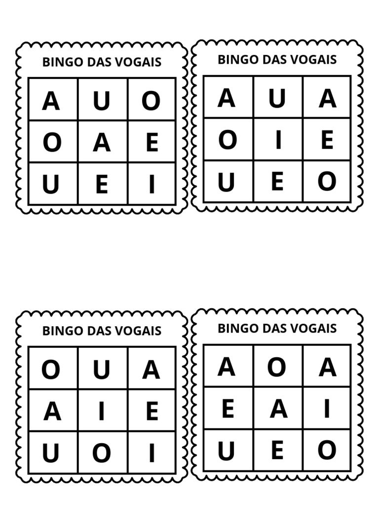 Bingo das Vogais para Imprimir | PDF