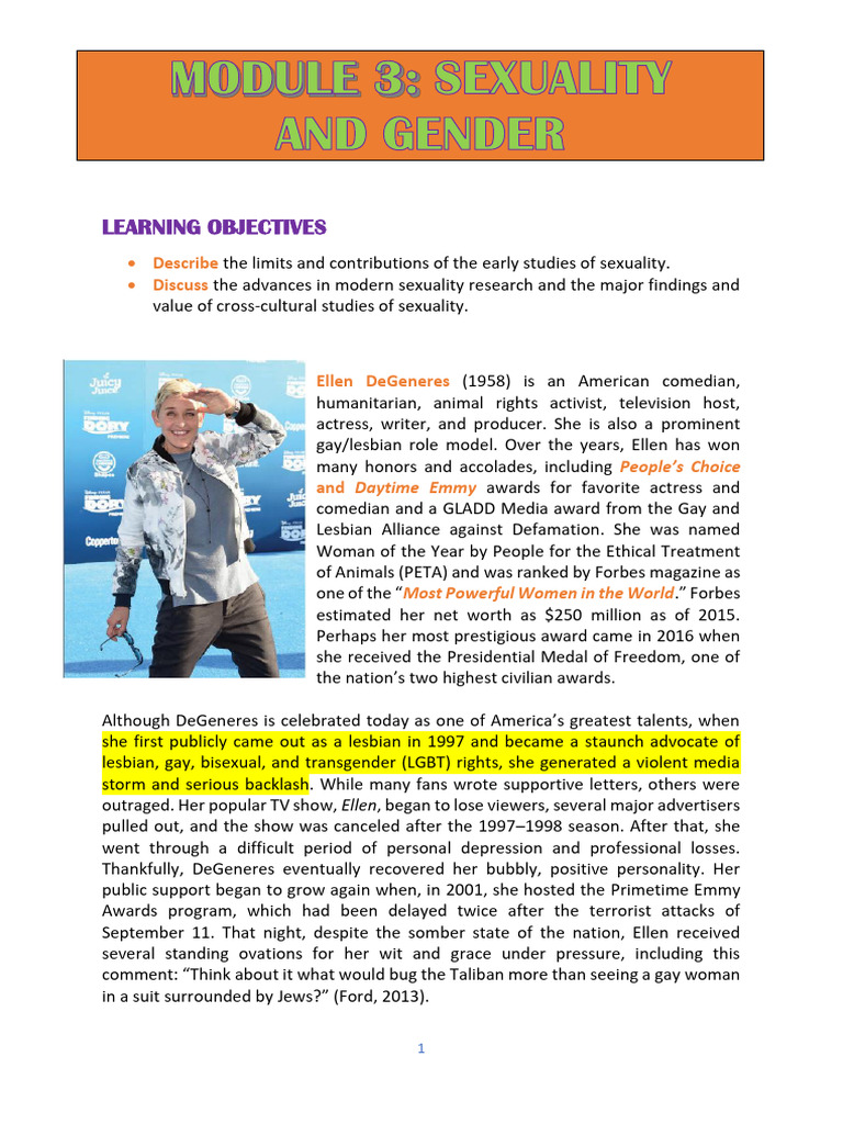Ellen DeGeneres: Impact on Sexuality Studies | PDF | Gender | Gender ...