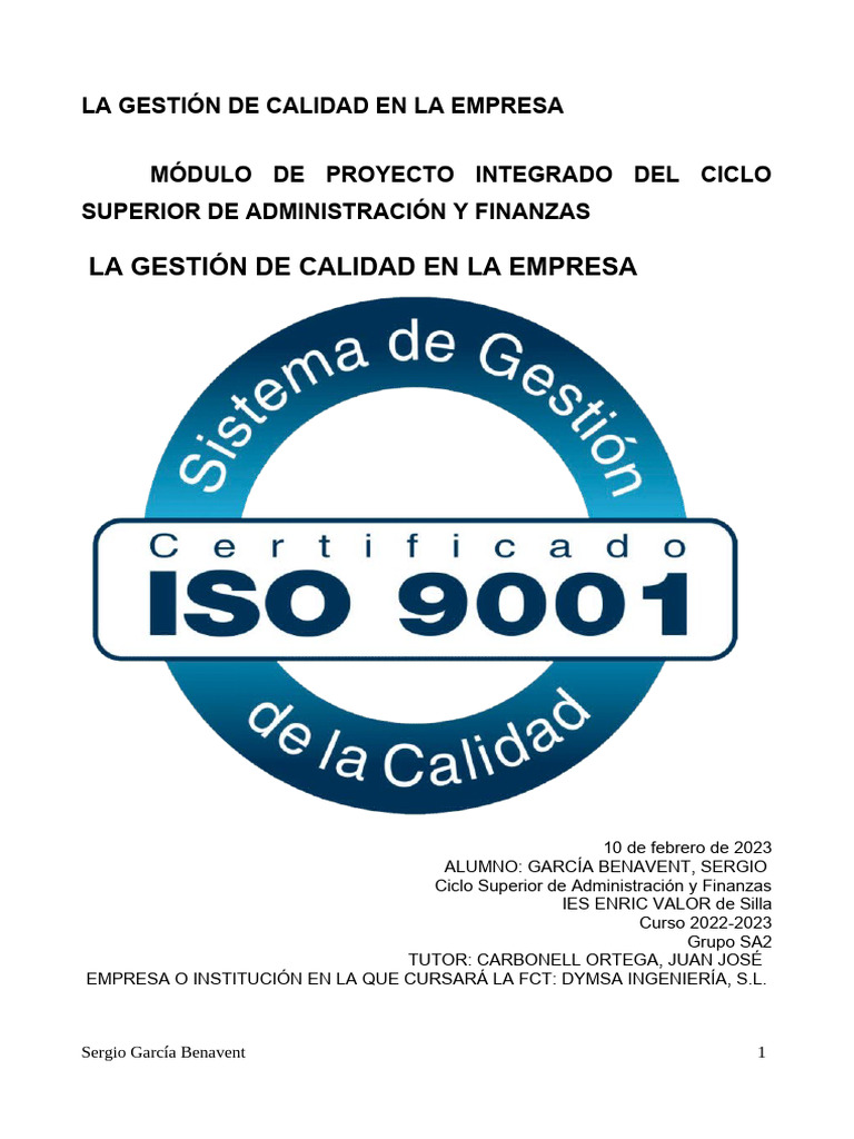 Gestión de Calidad en Empresas: ISO 9001 | PDF | Calidad (comercial ...