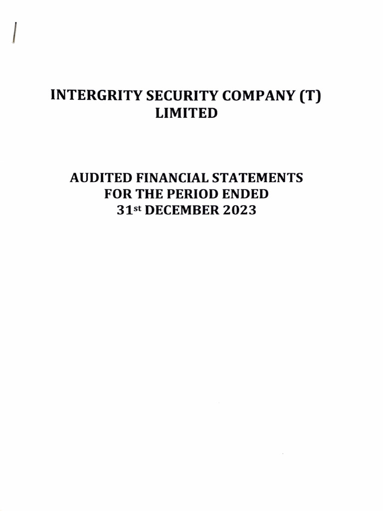 Intergrity Security Company (T) : Audited Financial Statements For The ...