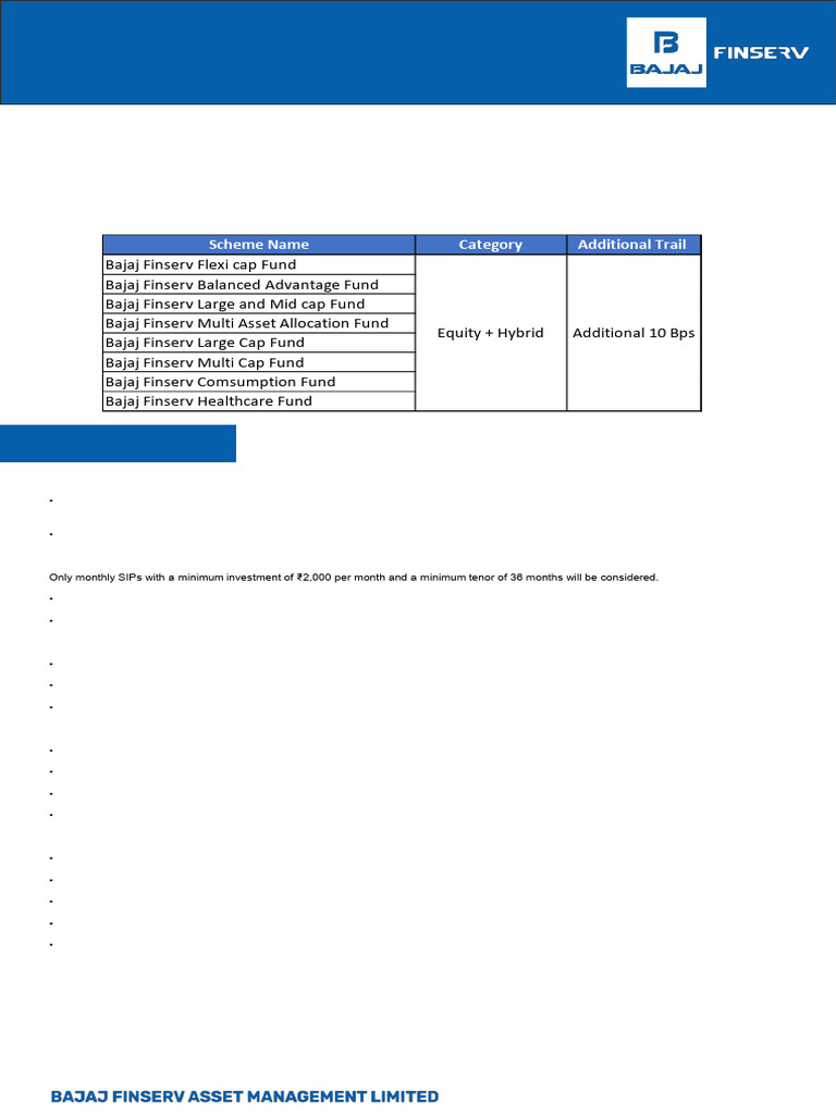 Bajaj Finserv SIP Incentive Structure | PDF | Mutual Funds | Financial ...