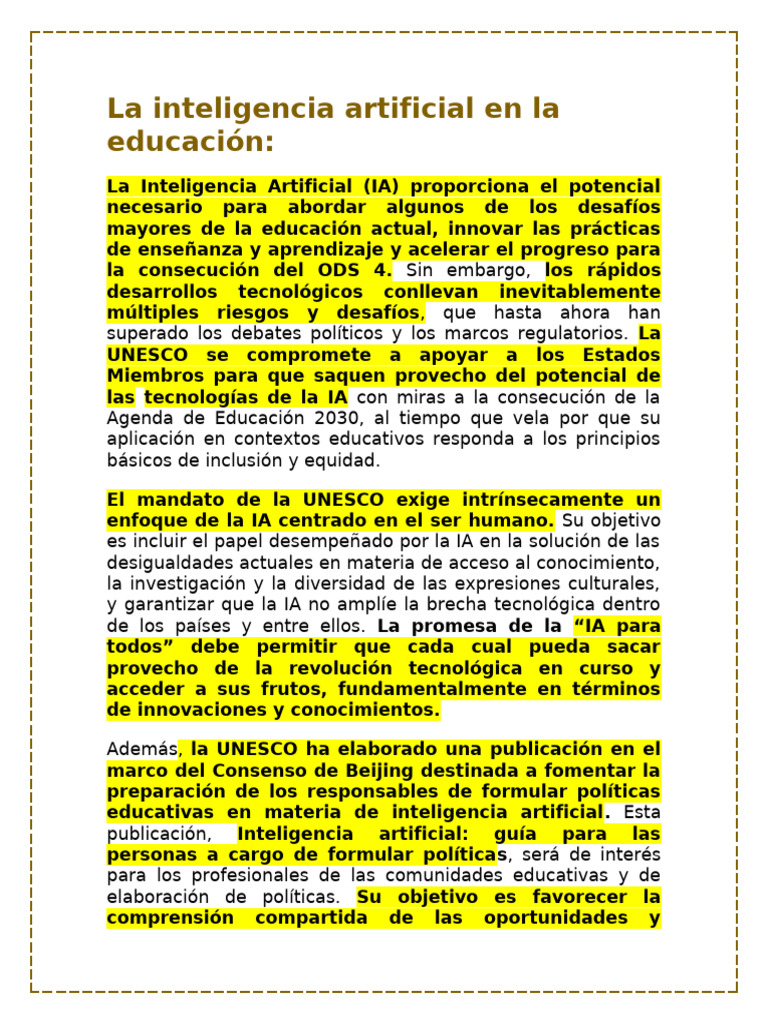 Impacto de la IA en la Educación Global | PDF | Inteligencia artificial ...