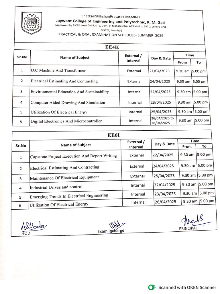 Internal External Time Table_2 | PDF