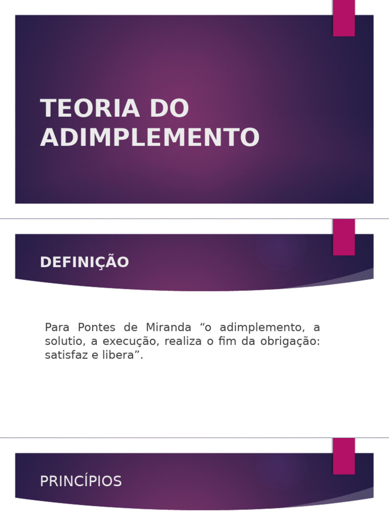 Teoria do Adimplemento: Princípios e Efeitos | PDF | Custo de vida ...