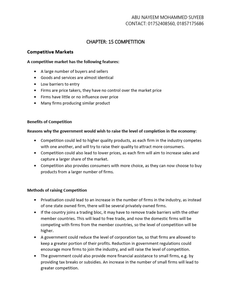 Understanding Competitive Markets and Benefits | PDF