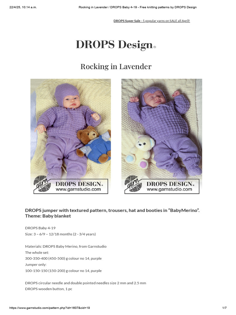 Rocking in Lavender - DROPS Baby 4-19 - Free Knitting Patterns by DROPS ...