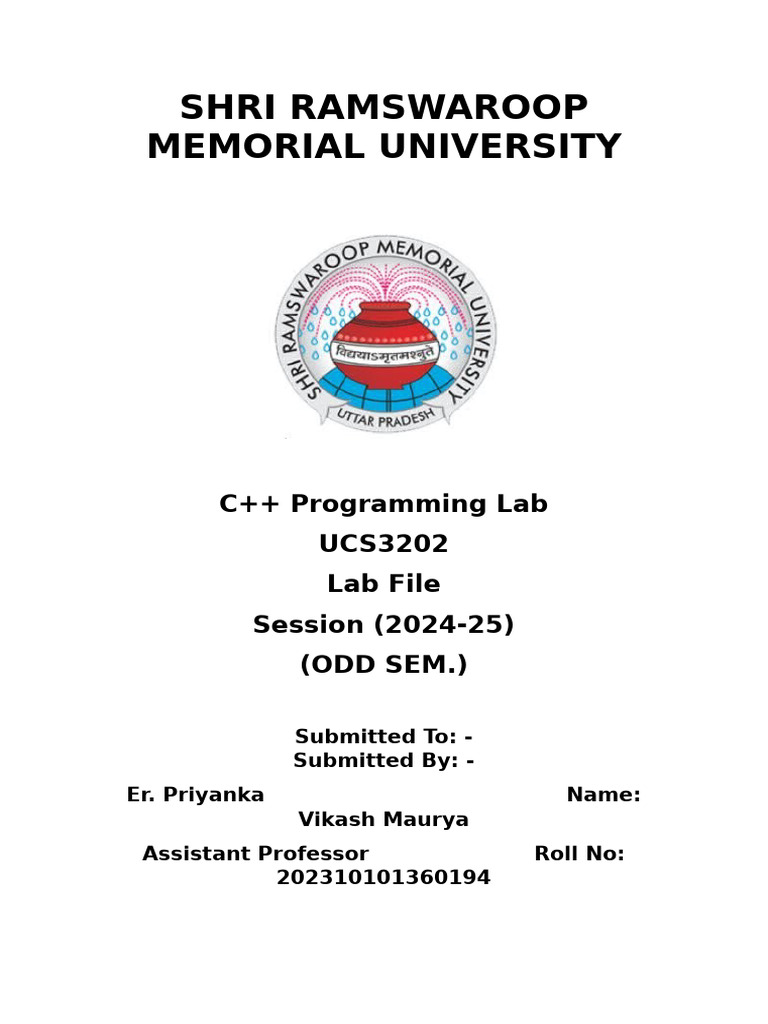 C++ Programming Lab Report 2024-25 | PDF