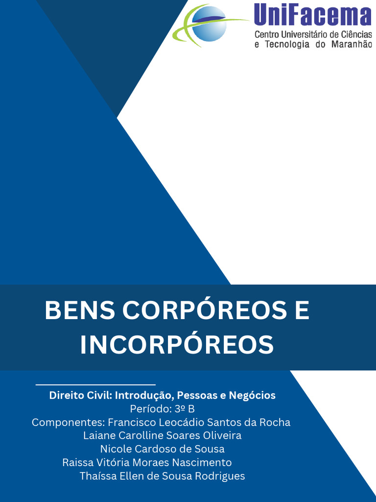 Bens Corpóreos e Incorpóreos no Direito | PDF | Propriedade privada ...