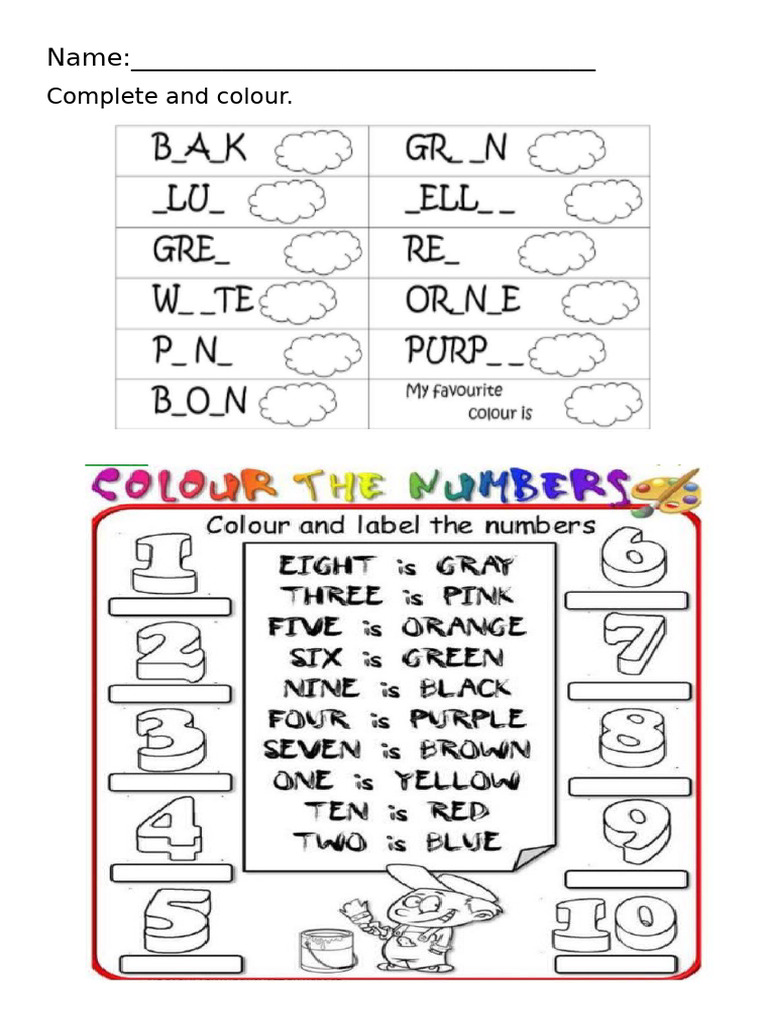 Colours and Numbers Worksheet For KB1 & 2 | PDF