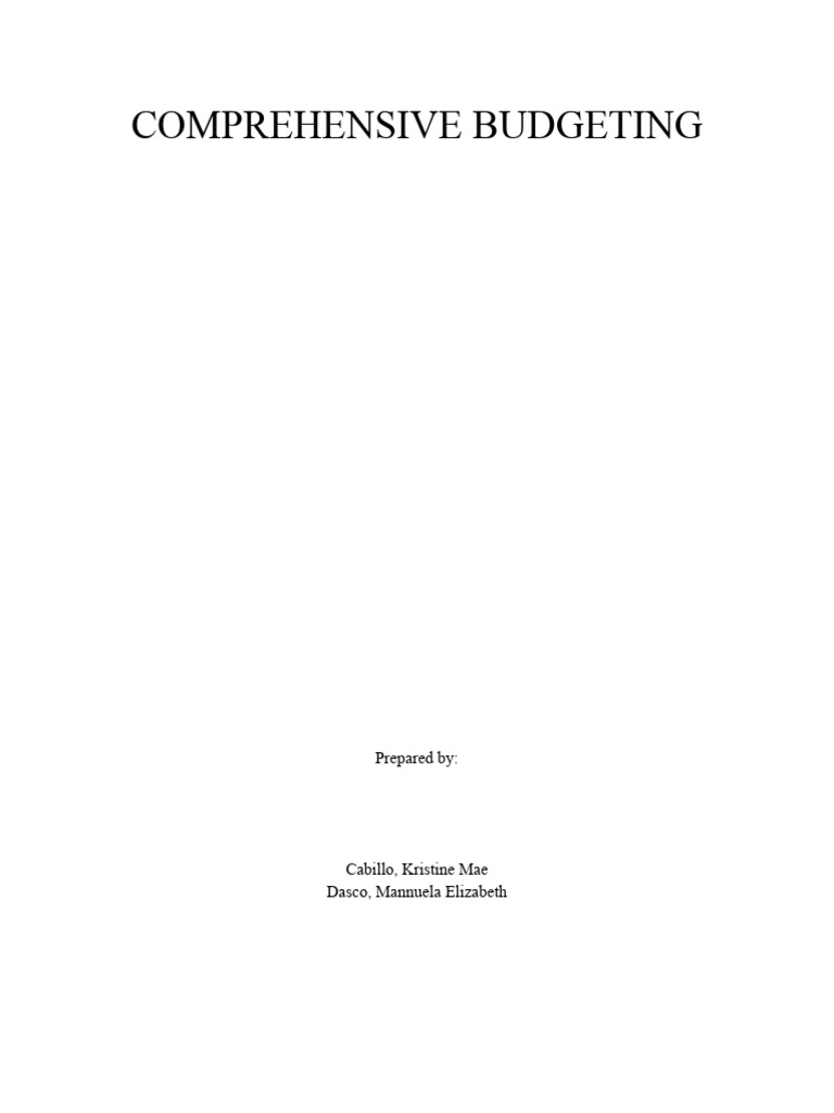 Comprehensive Budgeting | PDF | Inventory | Business