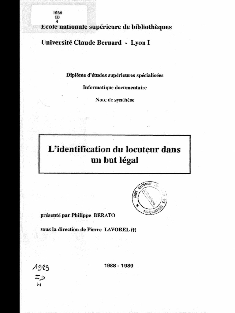 Identification du locuteur légalement | PDF
