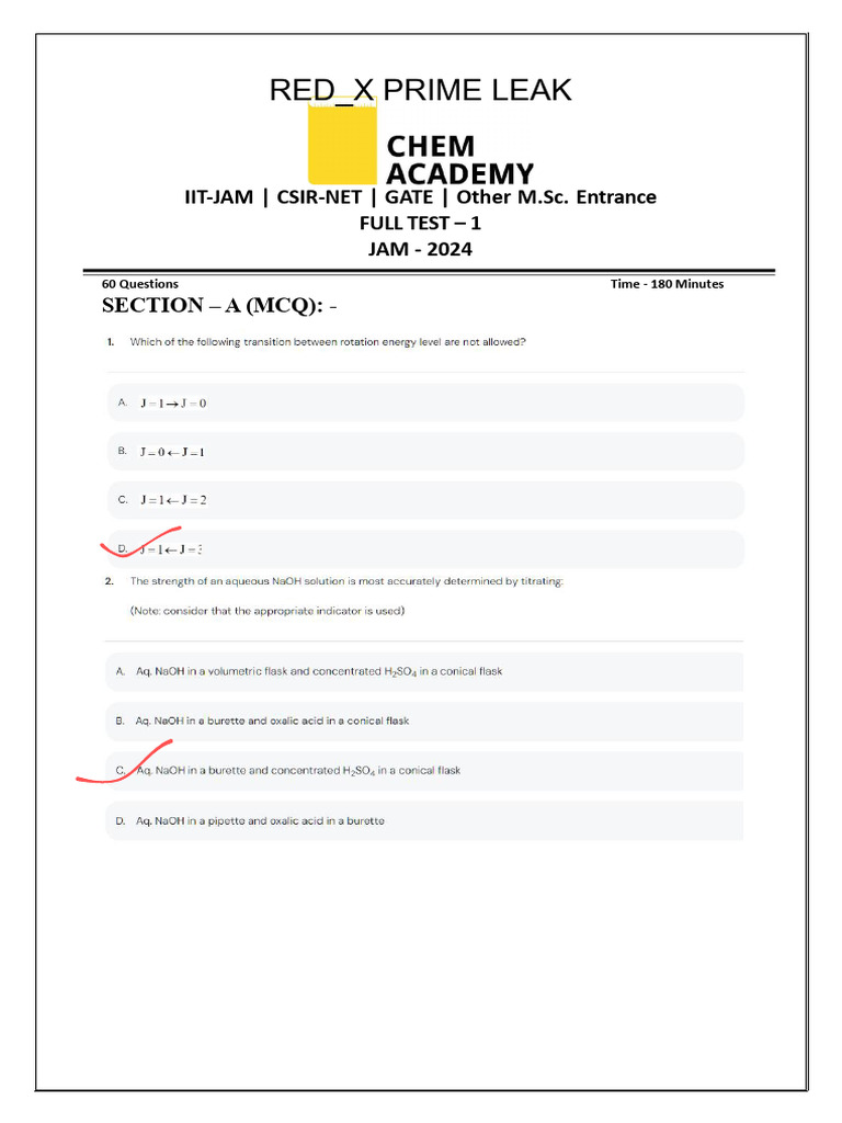 IIT-JAM 2024 Full Test 1 with Solutions | PDF | Standardized Tests ...