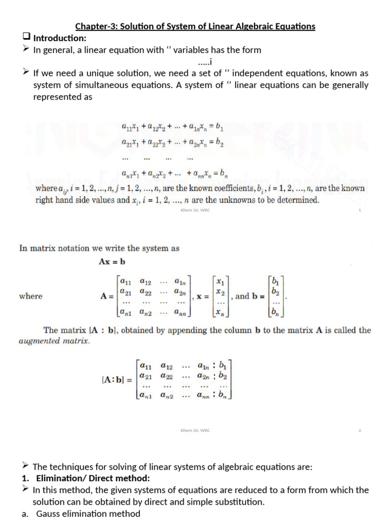 Solving Linear Algebraic Equations | PDF | Eigenvalues And Eigenvectors ...