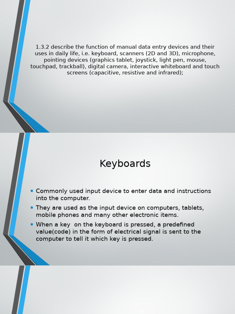 Manual Data Entry Devices Overview | PDF | Cursor (User Interface ...