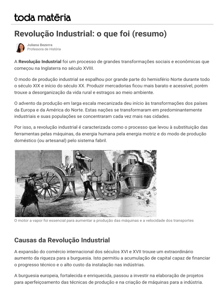 Revolução Industrial - o Que Foi (Resumo) - Toda Matéria | PDF ...