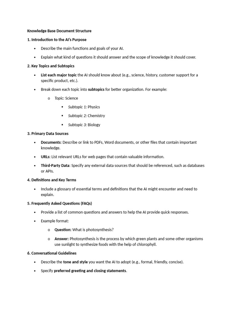 Knowledge Base Document Structure | PDF | Faq | Knowledge