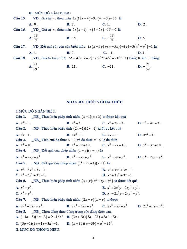 Ôn Thi KSCL Toán 8 | PDF