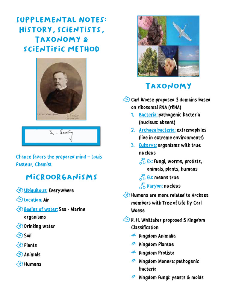 Supplemental Notes (History, Scientists, Taxonomy & Scientific Method ...