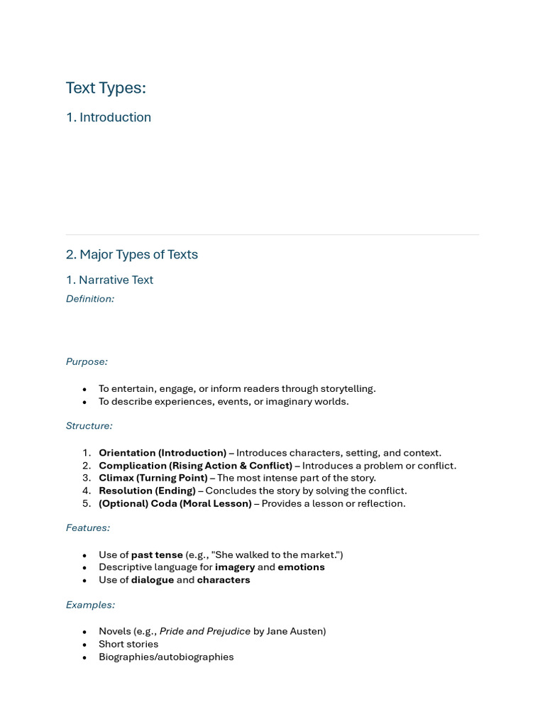 Understanding Text Types and Their Purposes | PDF | Narrative | Argument