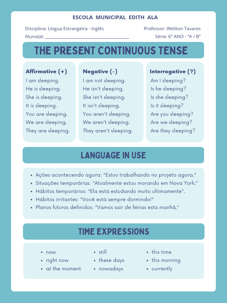 Entendendo o Present Continuous em Inglês | PDF