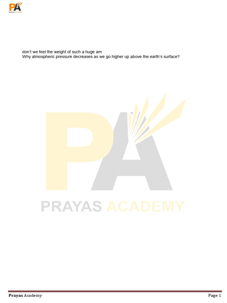 Class 8th Assignment CH - Pressure | PDF