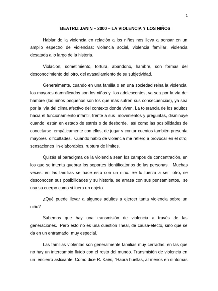 Violencia y su Impacto en Niños | PDF | Violencia | Abuso infantil