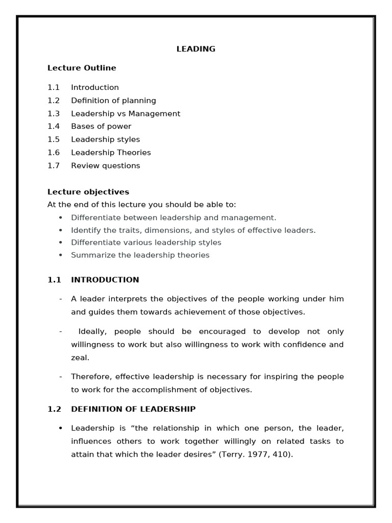 Leadership Styles and Theories Overview | PDF | Power (Social And ...