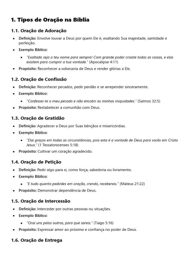 Tipos de Oração na Bíblia | PDF | Oração | Deus
