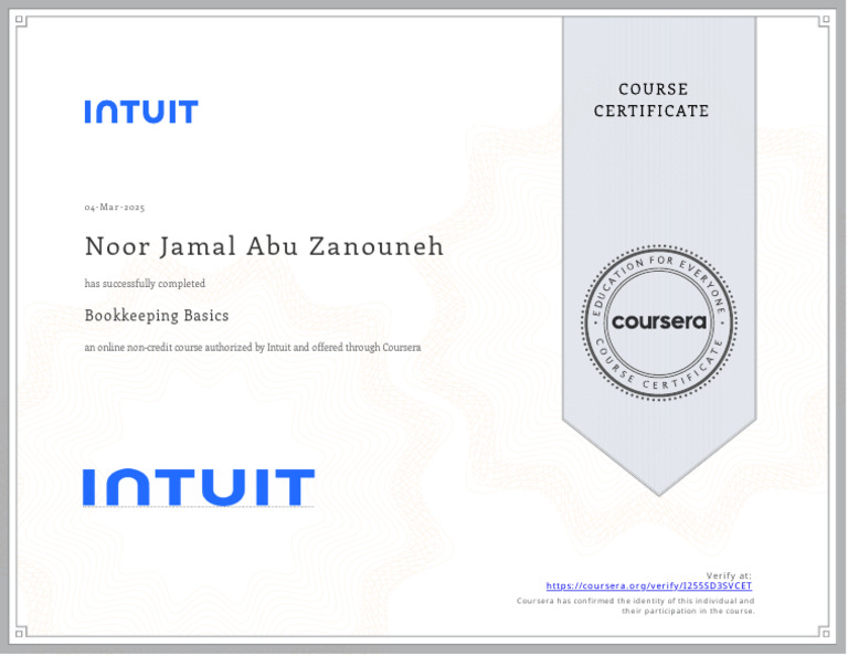 Bookkeeping Basics Course Completion | PDF