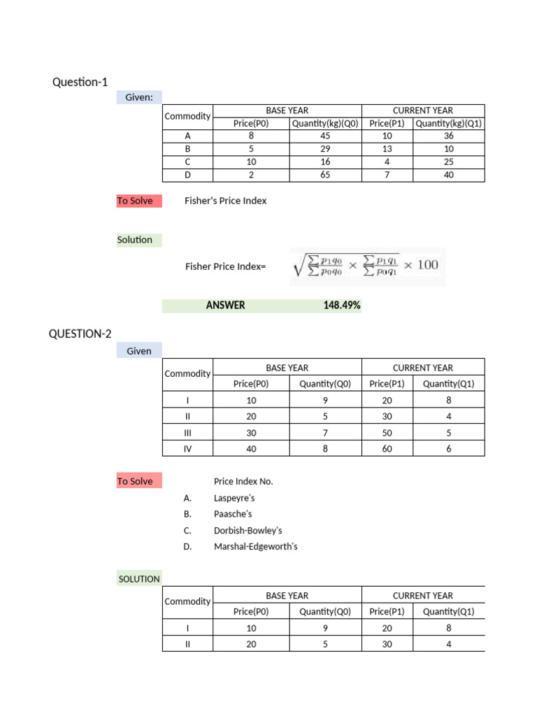 Business Statistics Index No. | PDF | Price Indices | Economies