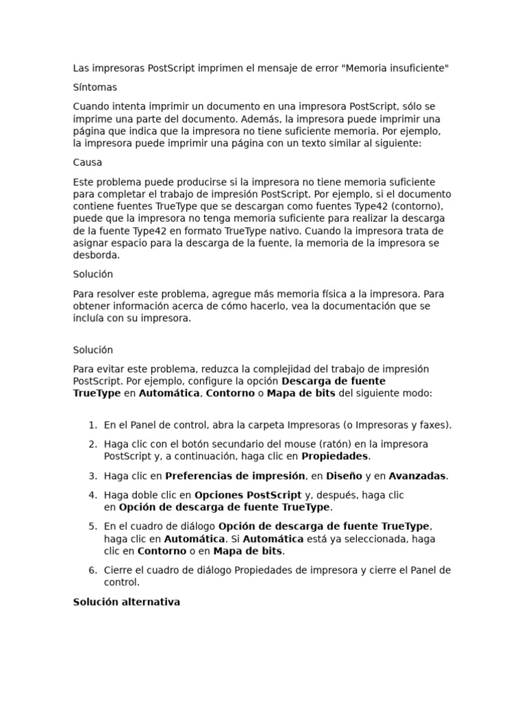Las Impresoras PostScript Imprimen El Mensaje de Error | PDF | Archivo ...