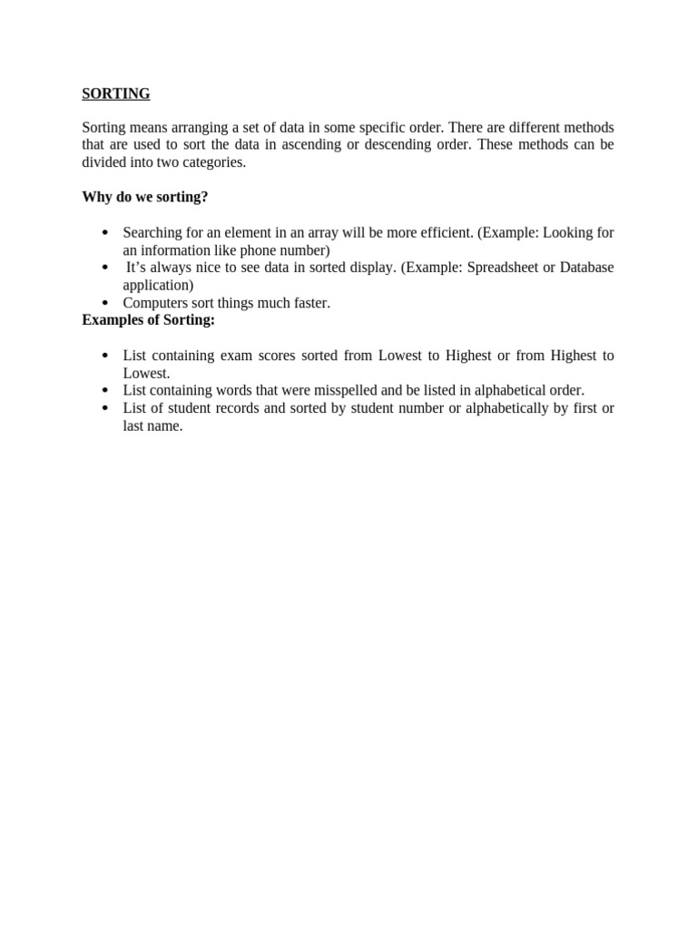 SORTING (Selection and Bubble) | PDF | Computer Programming ...