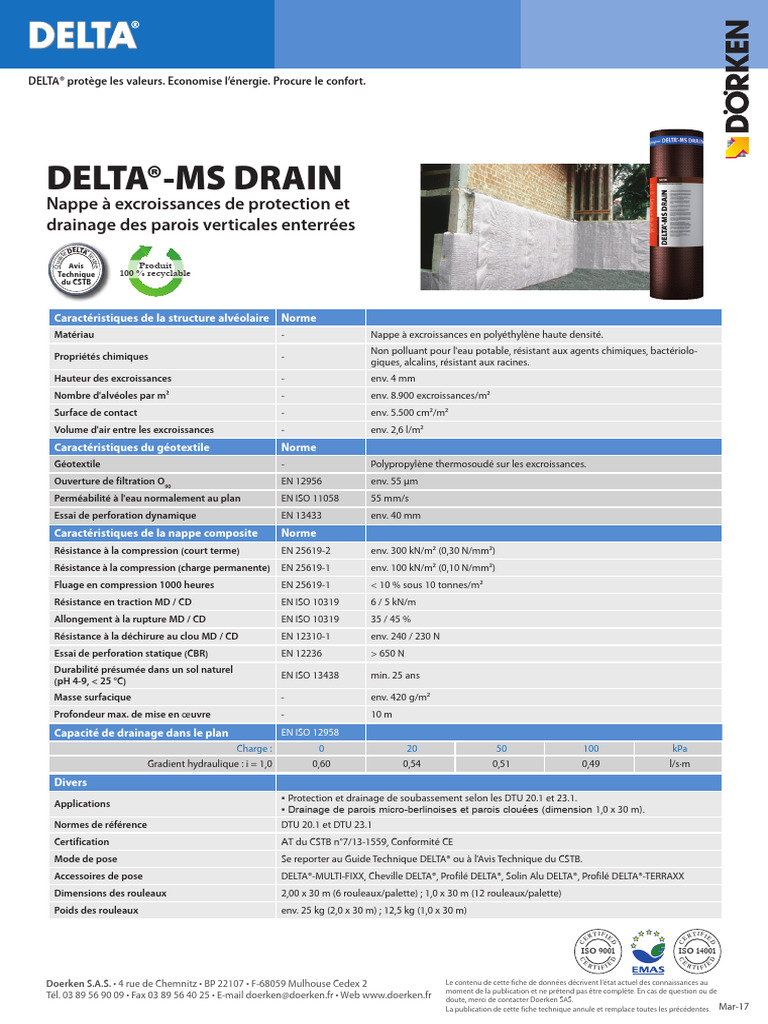 Fiche Technique Delta Ms Drain | PDF | Matériaux | Ingénierie mécanique