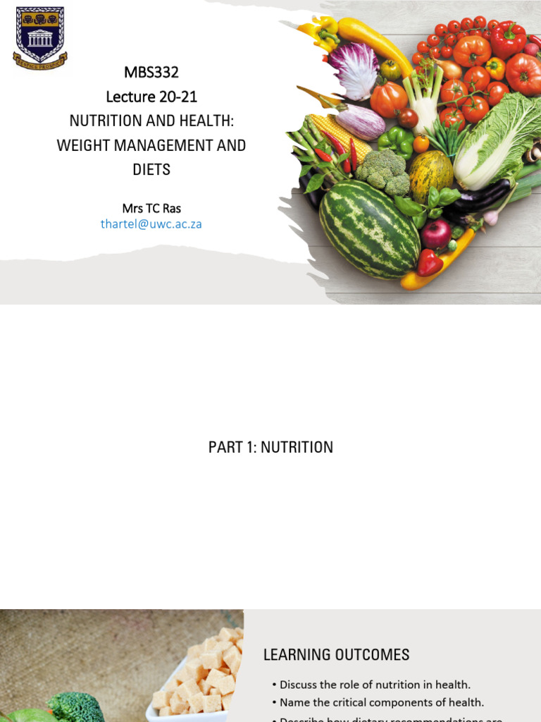 Lect 20-21 Weight Management and Diets | PDF | Nutrition Facts Label ...