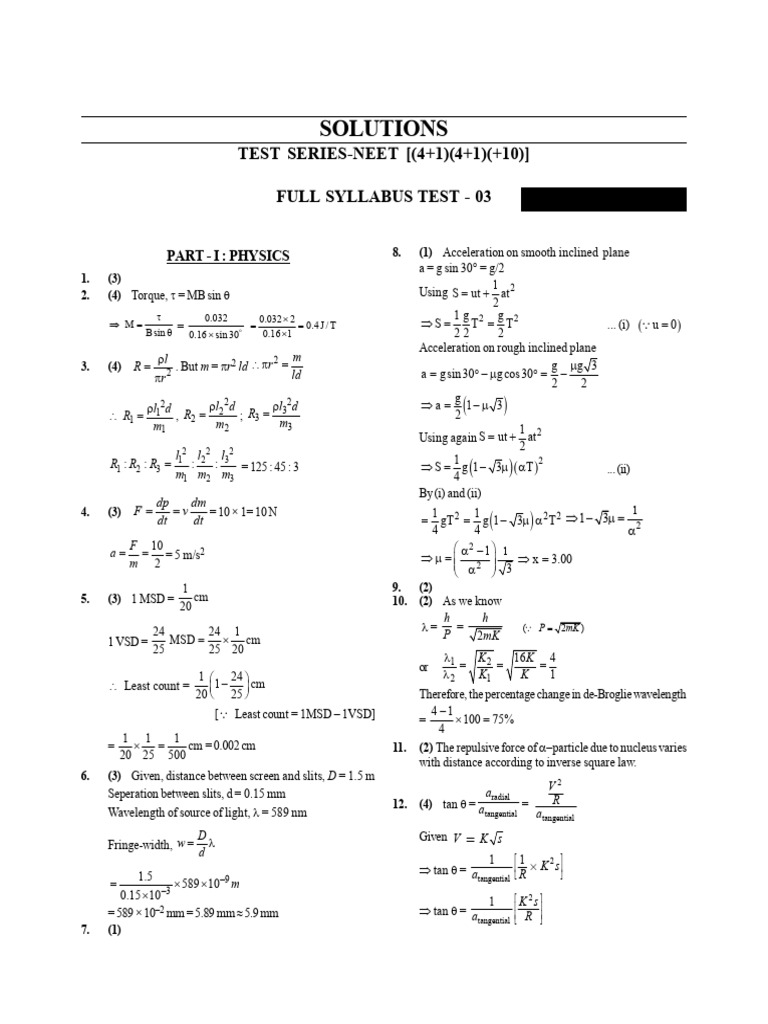 Physics and Chemistry Test Solutions | PDF | Methyl Group | Acid
