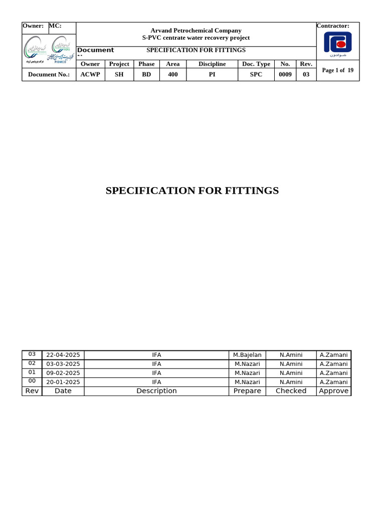 Specification for Fittings: S-PVC Project | PDF | Pipe (Fluid ...