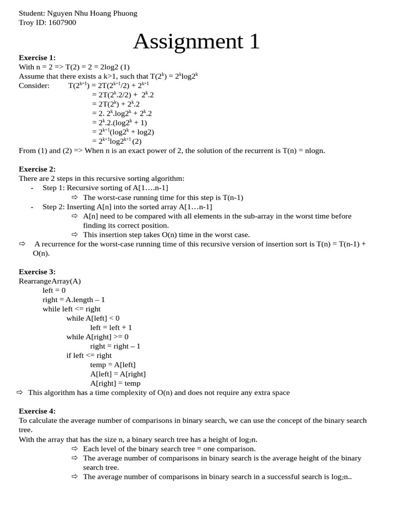Recursive Algorithms and Complexity Analysis | PDF