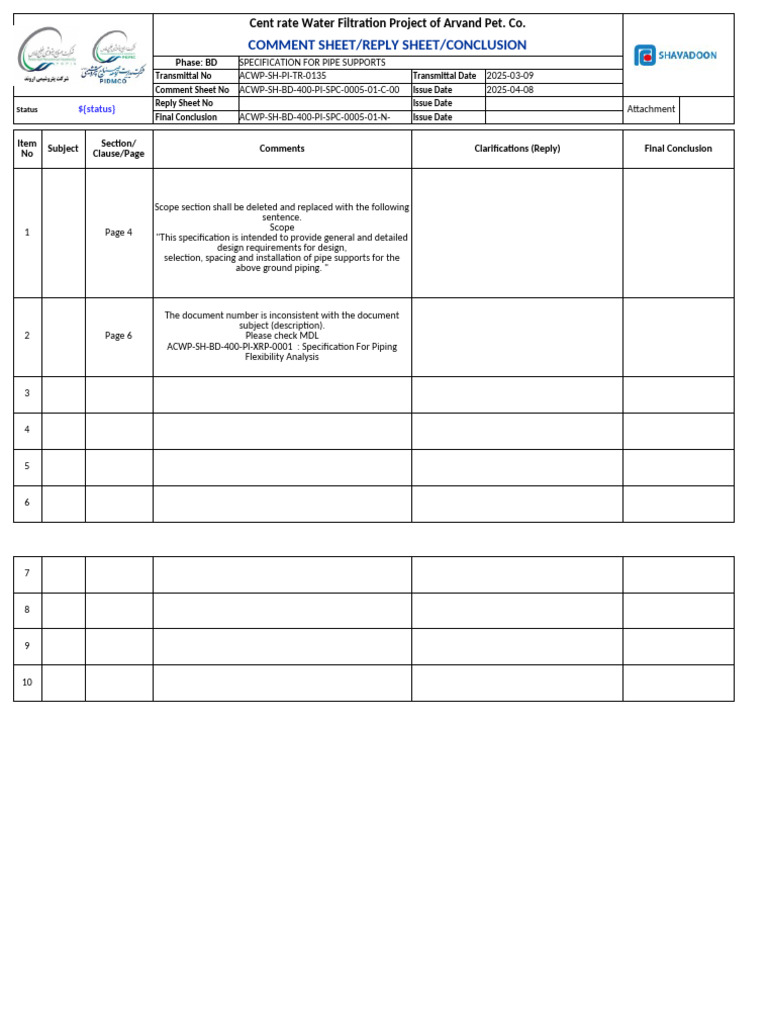 Acwp SH BD 400 Pi SPC 0005 01 C 00 | PDF