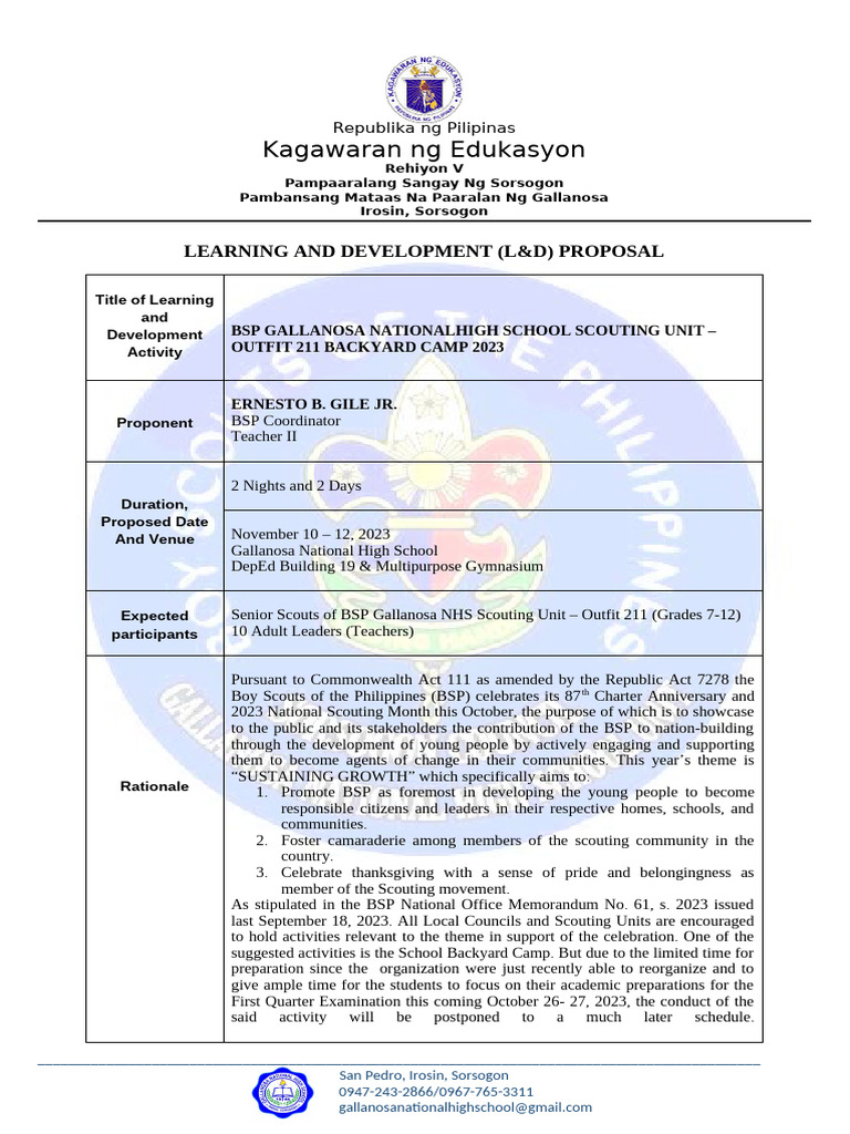 Backyard Camping Proposal 2023 | PDF | Scouting | Camping