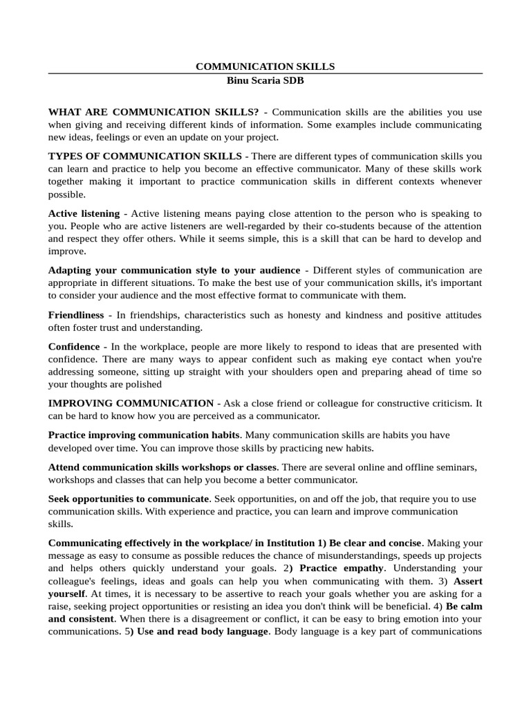 Enhancing Communication Skills Guide | PDF | Communication | Body Language