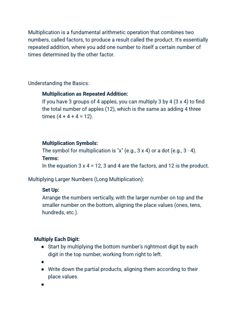 How To Do Multipication | PDF