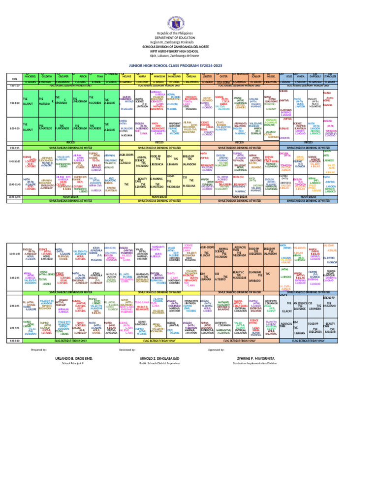 Junior High School Class Program 2024-2025 | PDF | Economy Related ...