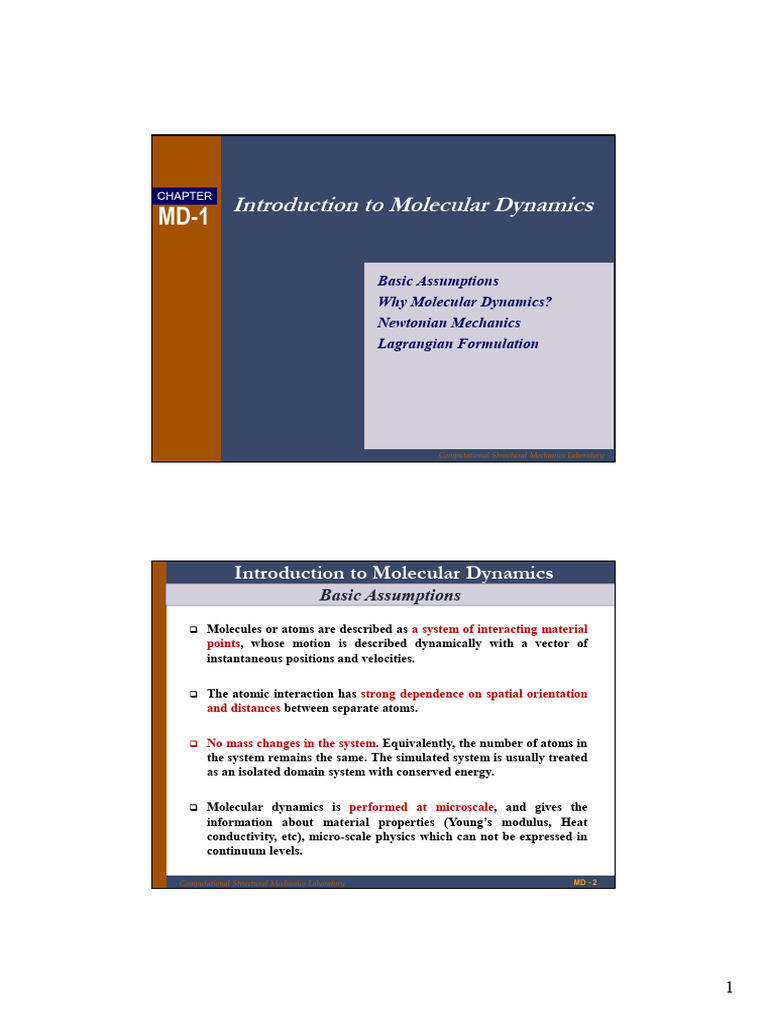 Introduction to Molecular Dynamics Concepts | PDF | Classical Mechanics ...